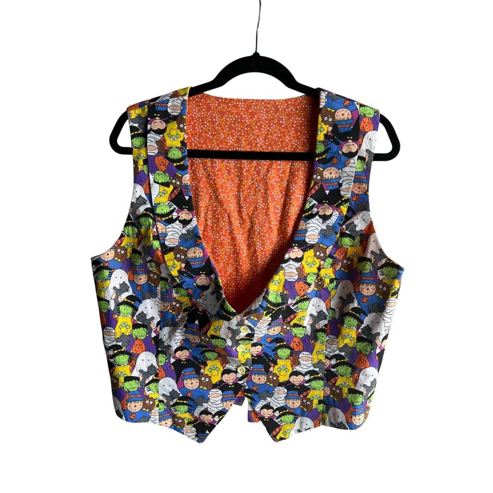 Vintage 80s Reversible Halloween Women's Vest Novelty Mummy Dracula Size XL 40